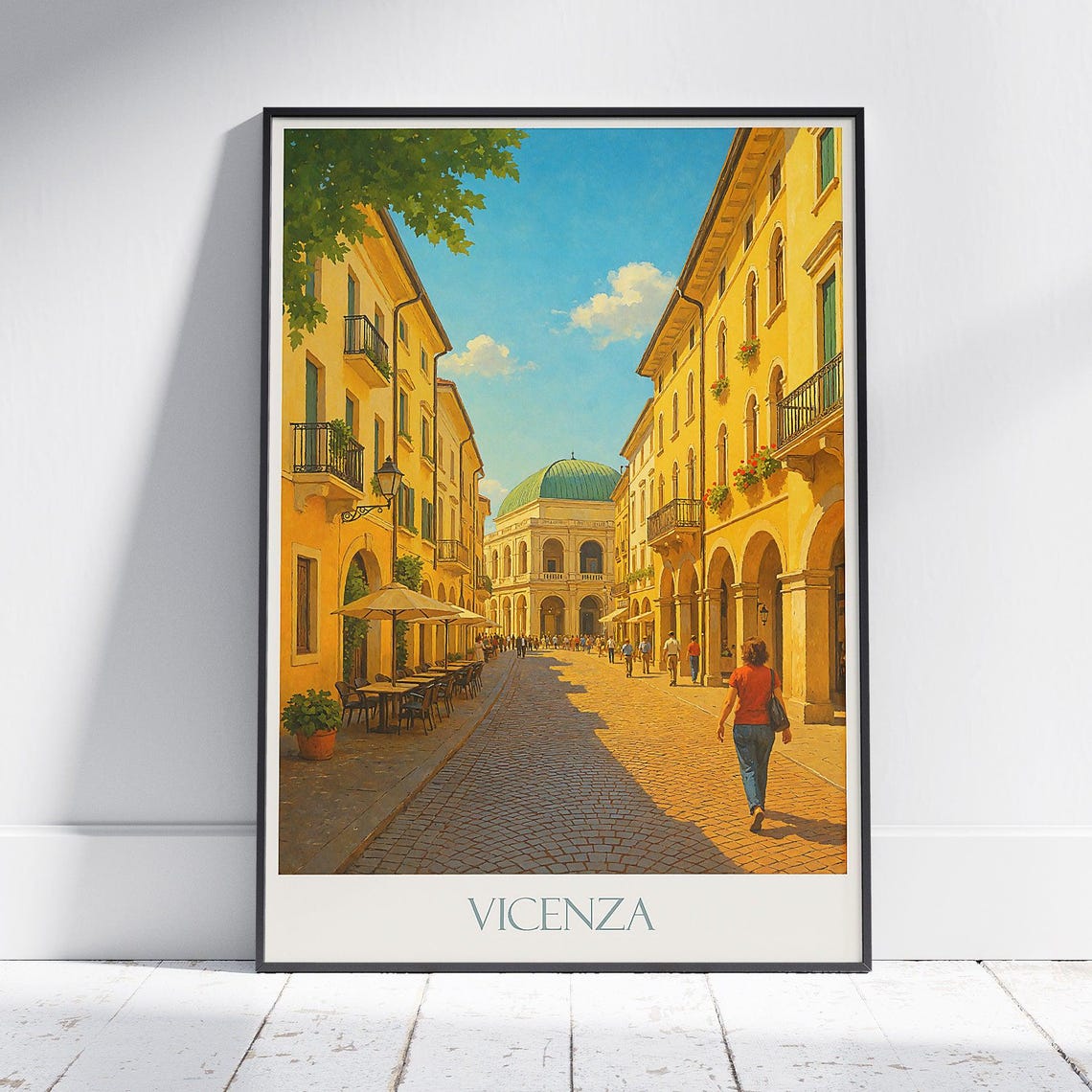 Vicenza Travel Poster Palladian Street Italy Art Print Historic Cityscape Wall Decor Italian City Gift