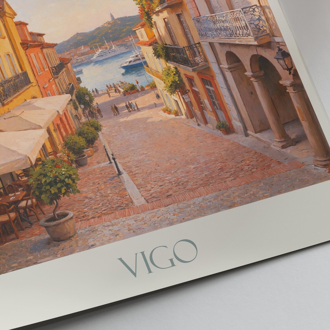 Vigo Spain Old Town Harbor Street Golden Painted Travel Poster - Image 4