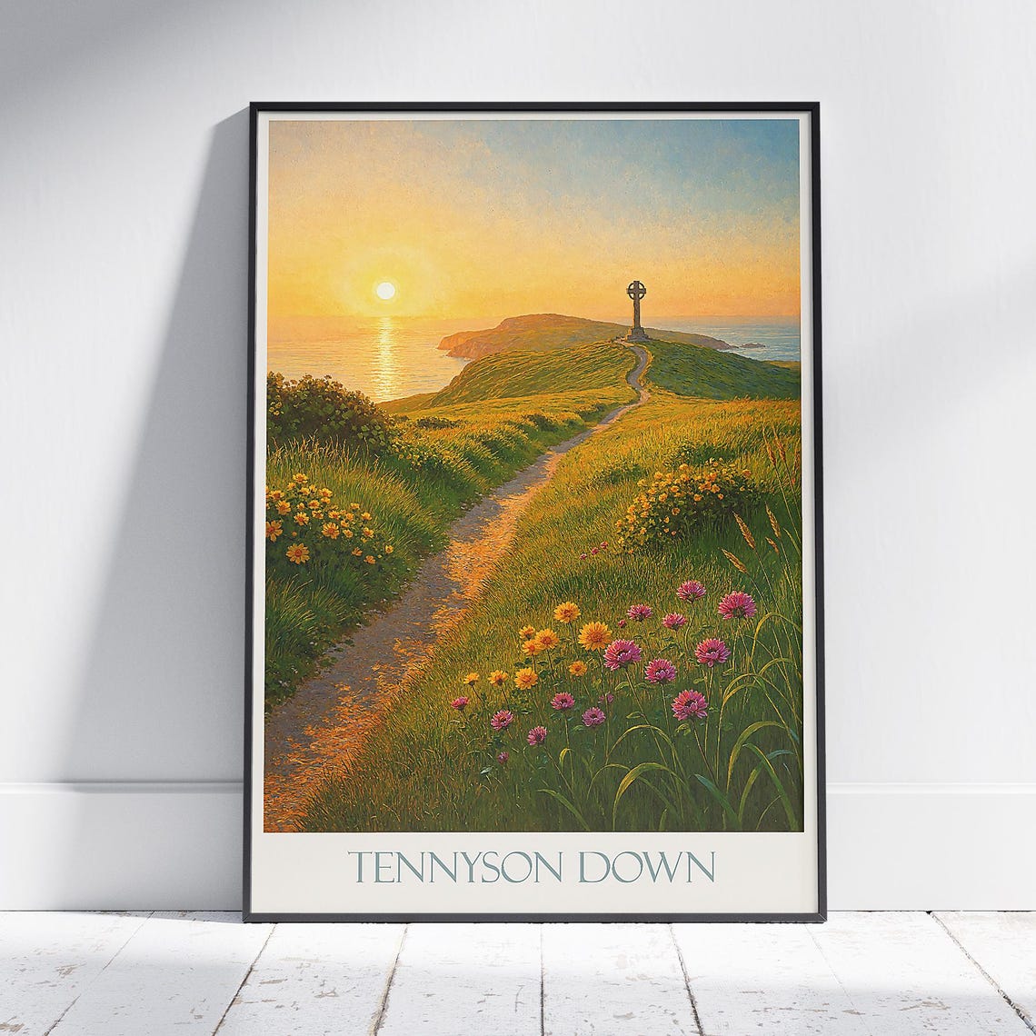 Tennyson Down Isle of Wight Sunrise Poster Coastal Clifftop Path