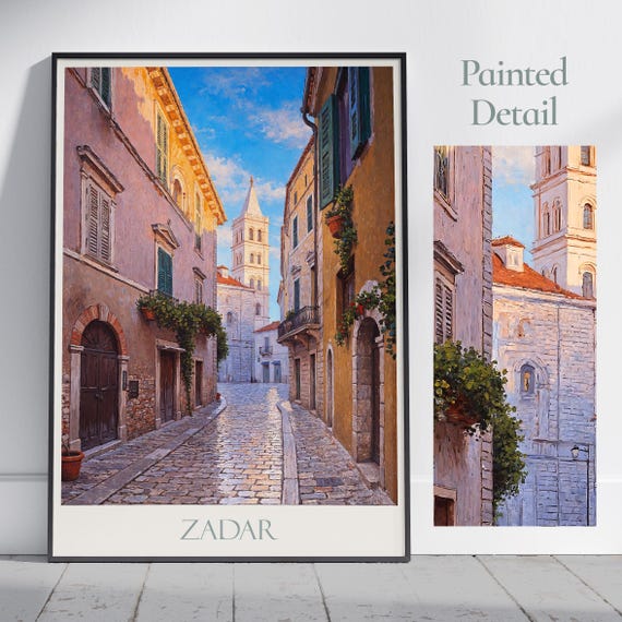 Zadar Travel Print Croatia Travel Poster Painted Wall Art Print Home Decor Framed Personalized Print Vacation Travel Gift