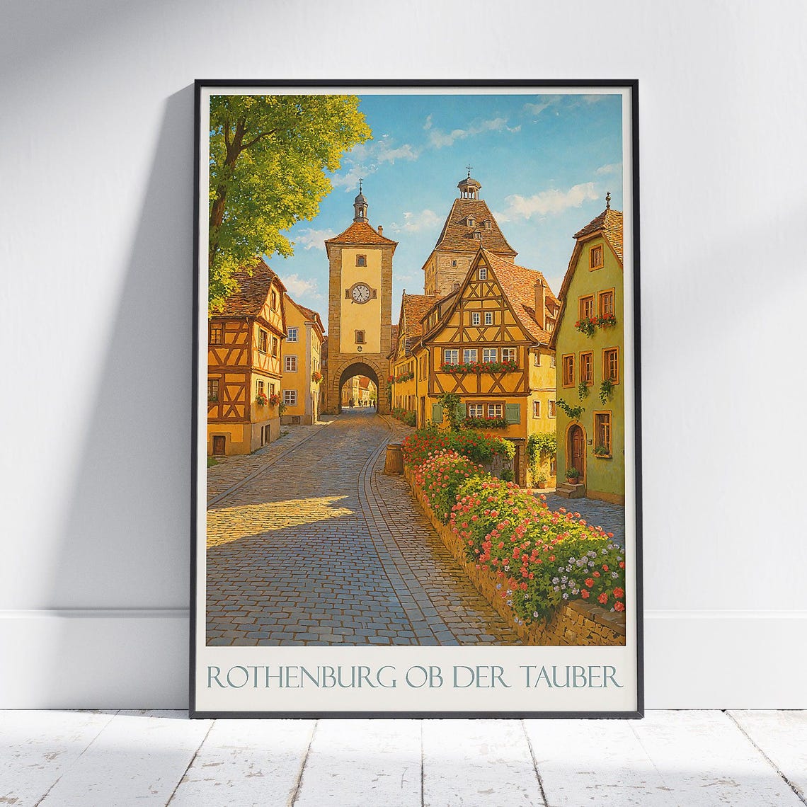 Rothenburg ob der Tauber Medieval Gate Half Timbered Street Poster