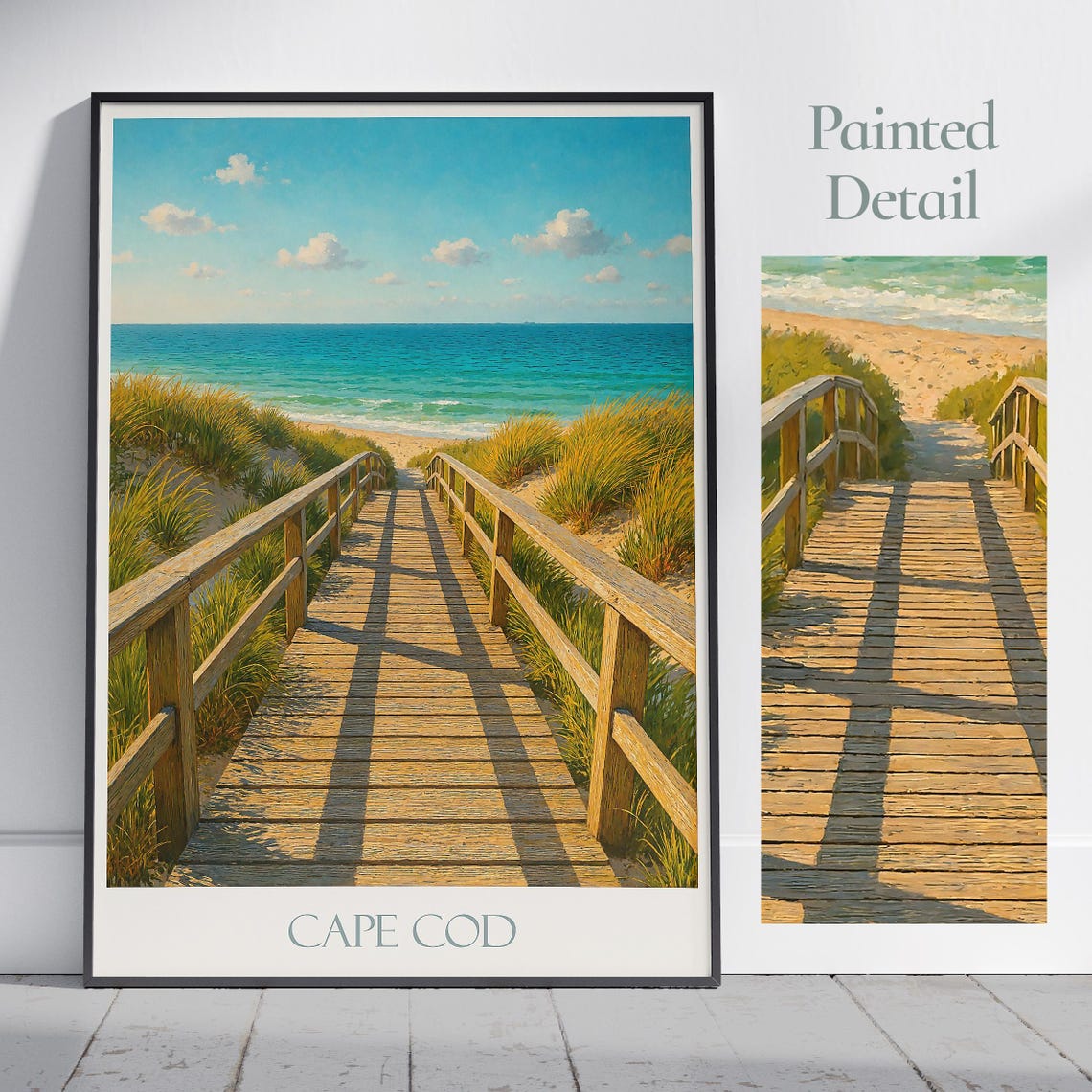 Cape Cod Golden Summer Boardwalk Dune Beach Ocean Travel Poster