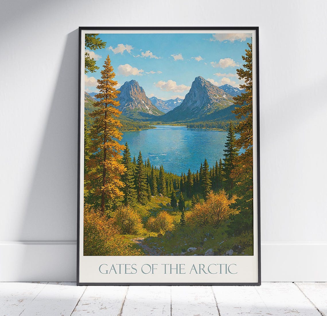 Gates of the Arctic Alaska Alpine Lake Autumn Pines Travel Poster