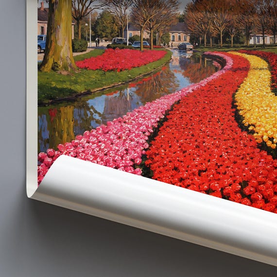 Keukenhof Travel Print Lisse Netherlands Travel Poster Painted Wall Art Home Decor Framed Personalized Print Vacation Travel Gift