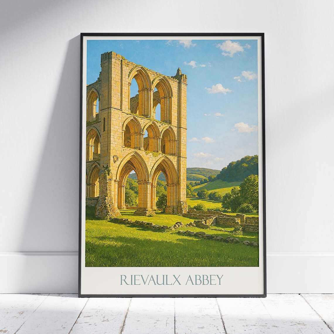 Rievaulx Abbey Yorkshire Ruins Summer Landscape Travel Poster