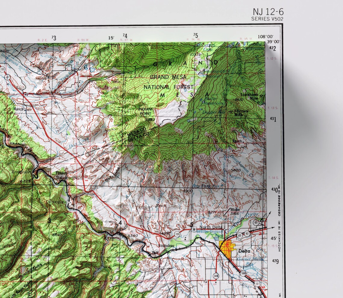 Moab Utah Region Vintage USGS Topographic Relief Map Travel Poster
