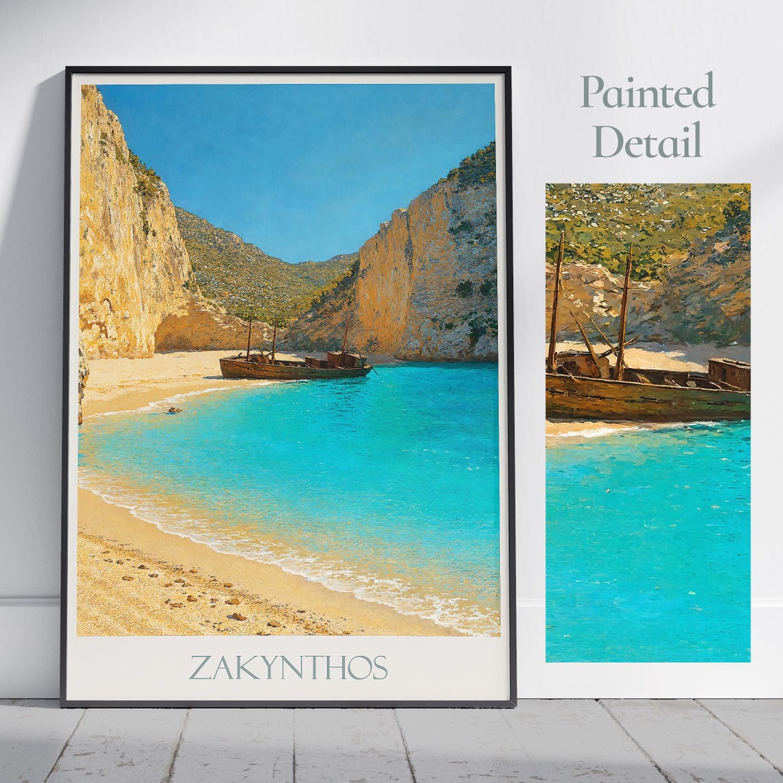 Zakynthos Navagio Beach Shipwreck Cove Greece Painted Art Poster