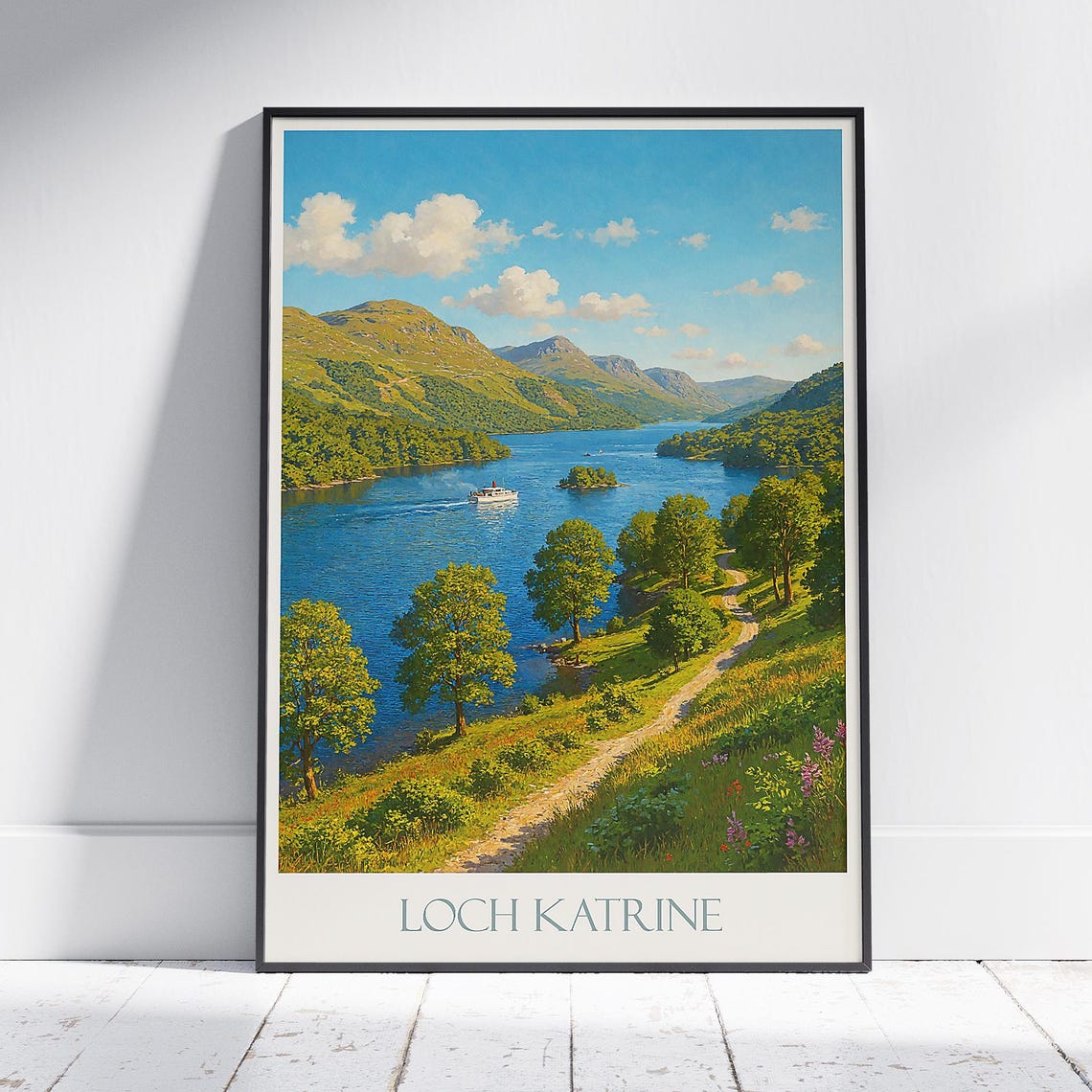 Loch Katrine Scotland Vintage Style Travel Poster Highland Lake Poster