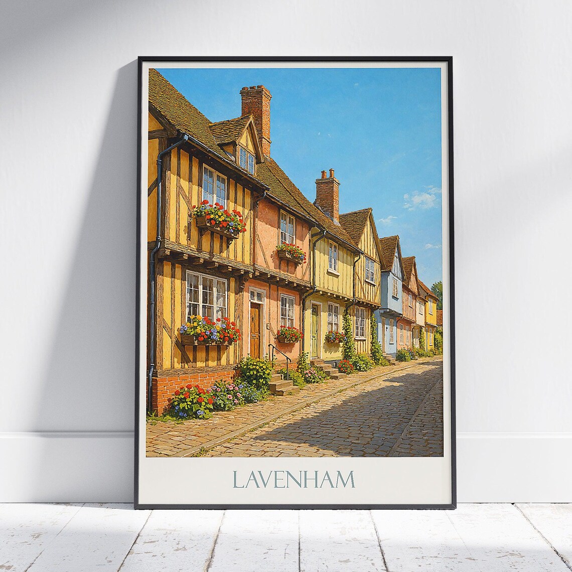 Lavenham England Medieval Timbered Houses Street Travel Poster