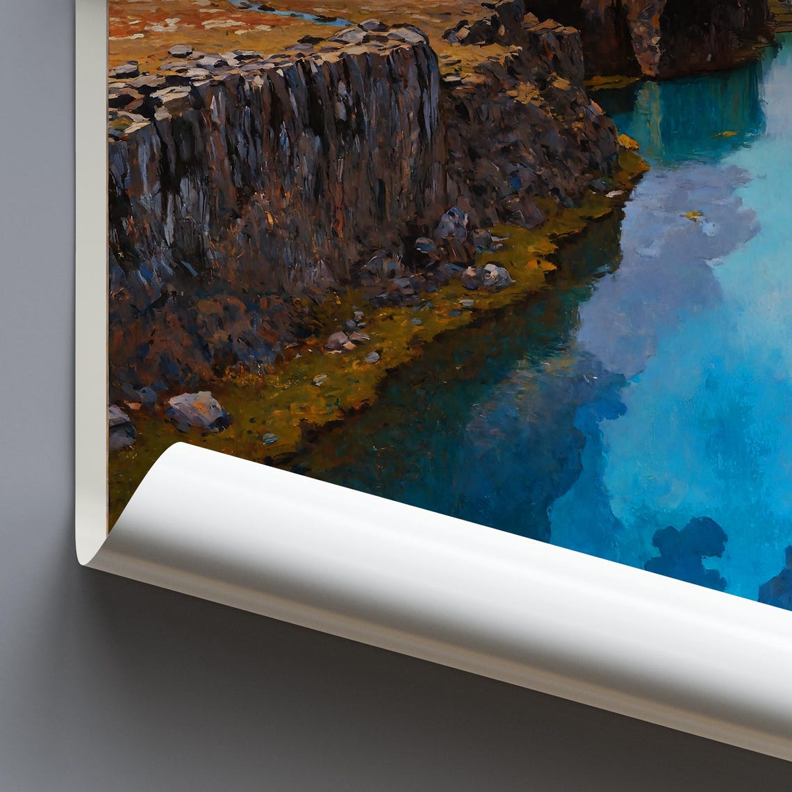 Silfra Iceland Rift Canyon Turquoise Water Landscape Painted Poster - Image 3