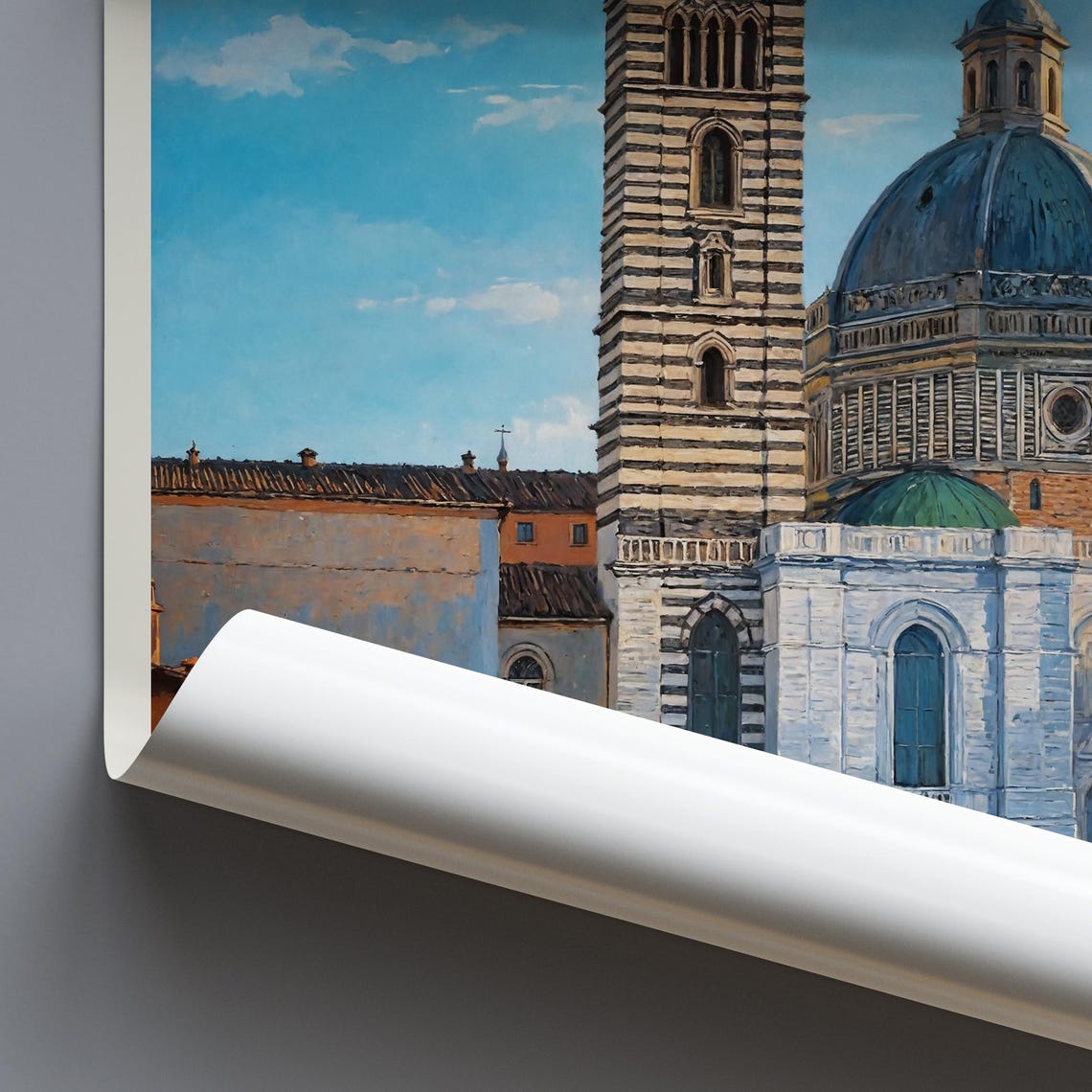 Siena Italy Duomo Cathedral Dome Red Poppies Painted Art Poster - Image 3