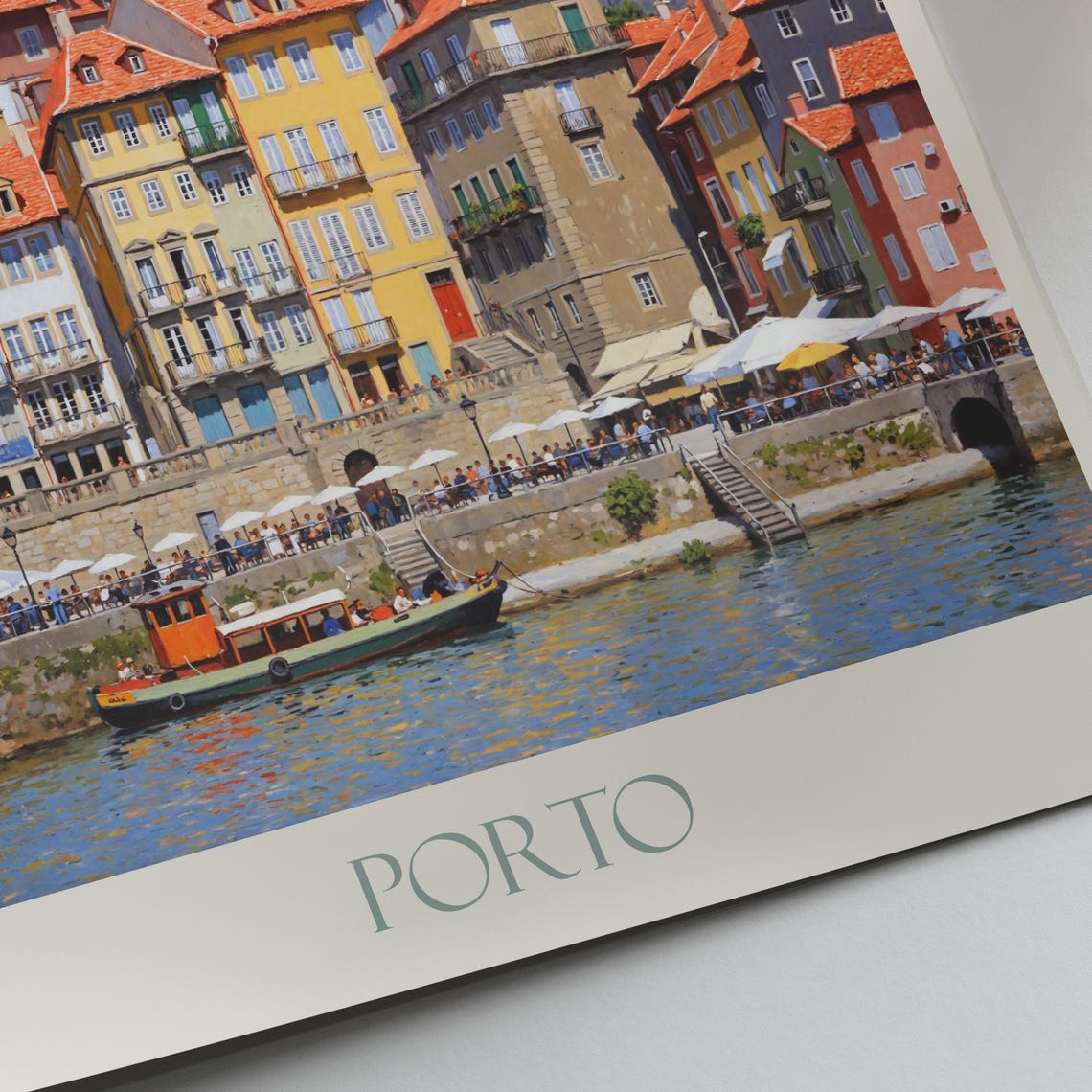 Porto Portugal Colorful Riverside Houses Douro River Art Poster - Image 2