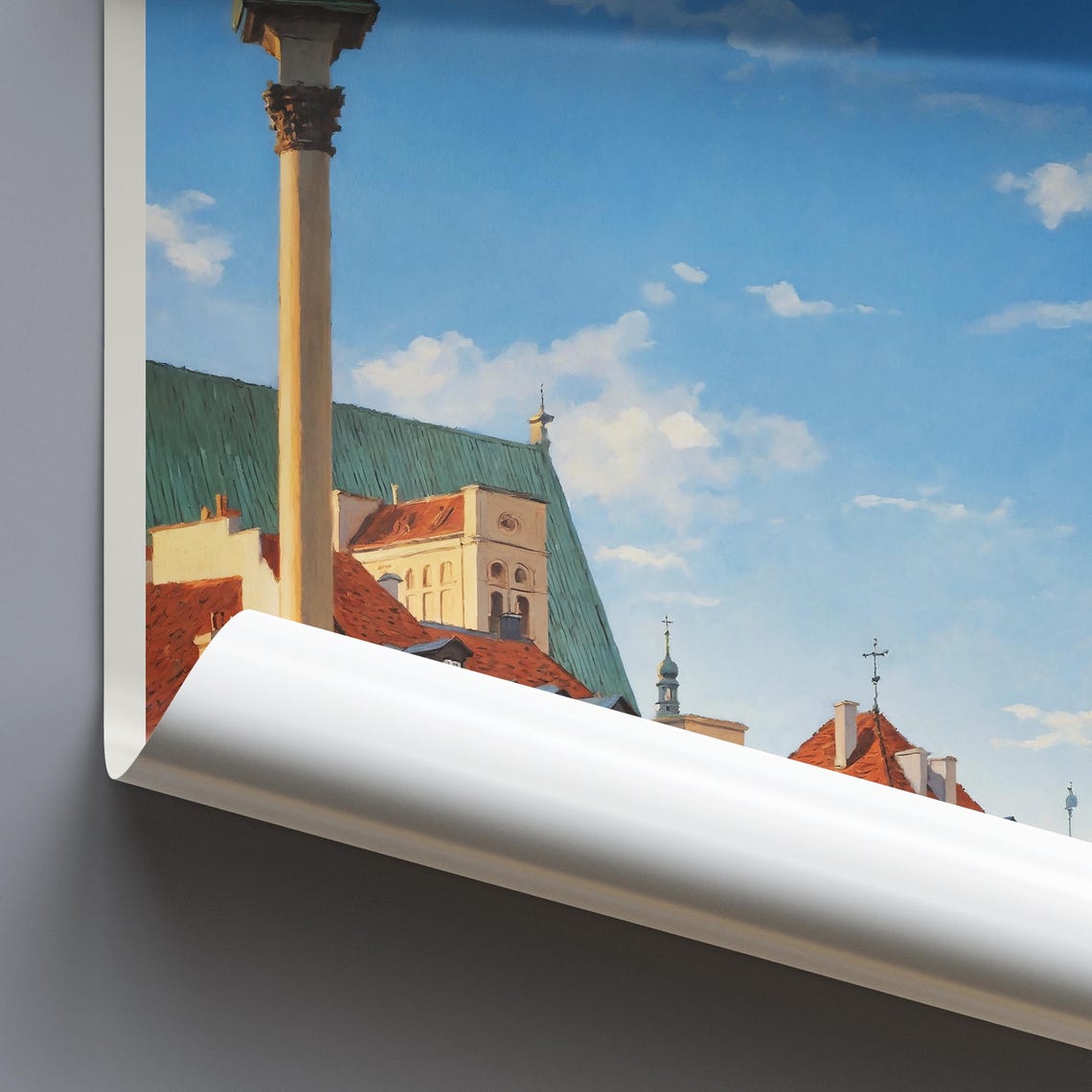 Warsaw Poland Castle Square Column Old Town Painted Travel Poster - Image 2