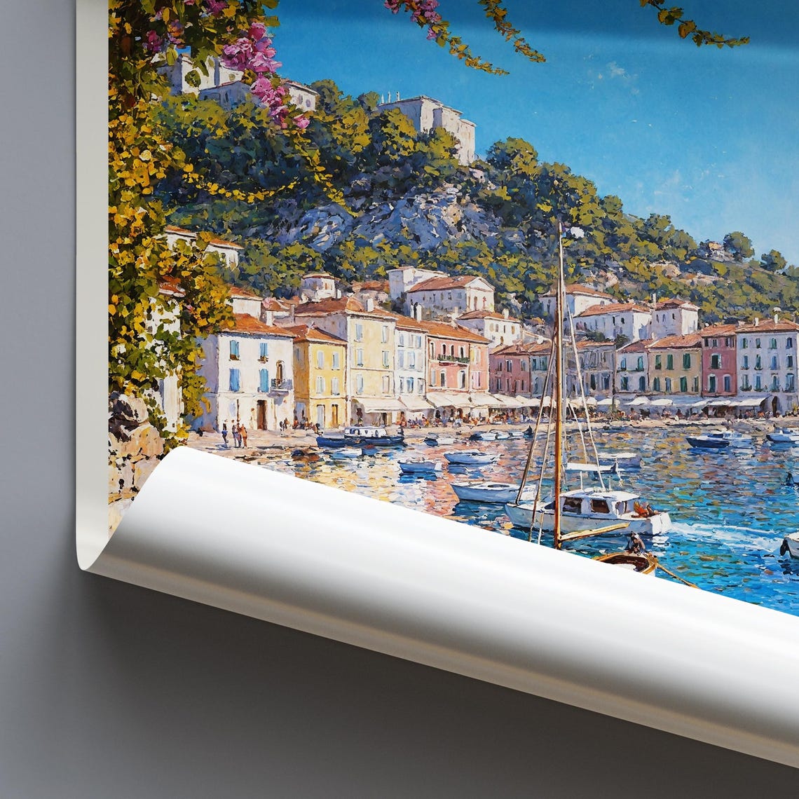 Vis Croatia Harbor Town Hillside Castle Painted Travel Poster