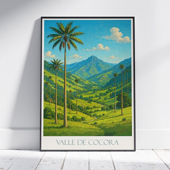 Cocora Valley Travel Poster Colombia Landscape Art Print Wax Palm Nature Decor South America Gift