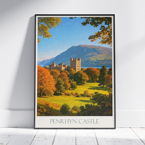 Penrhyn Castle Wales Autumn Gardens Vintage Style Travel Poster