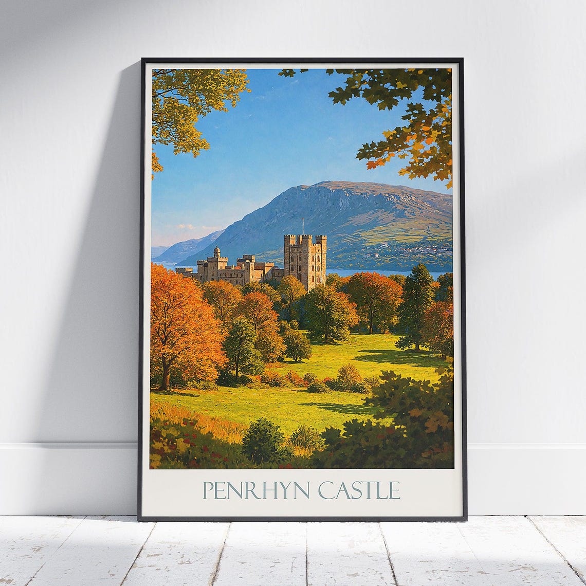Penrhyn Castle Wales Autumn Gardens Vintage Style Travel Poster