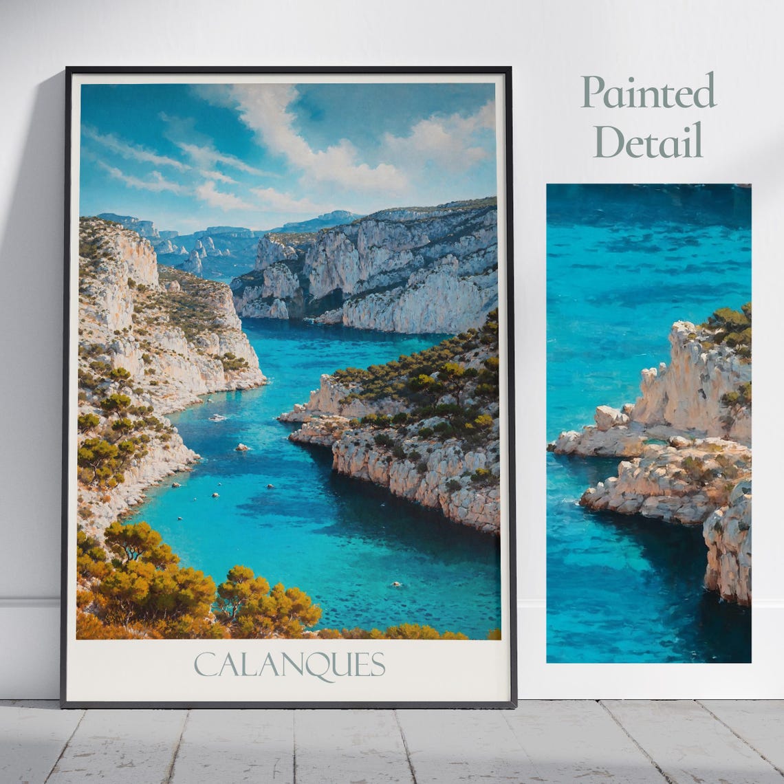 Calanques France White Limestone Cliffs Turquoise Sea Poster
