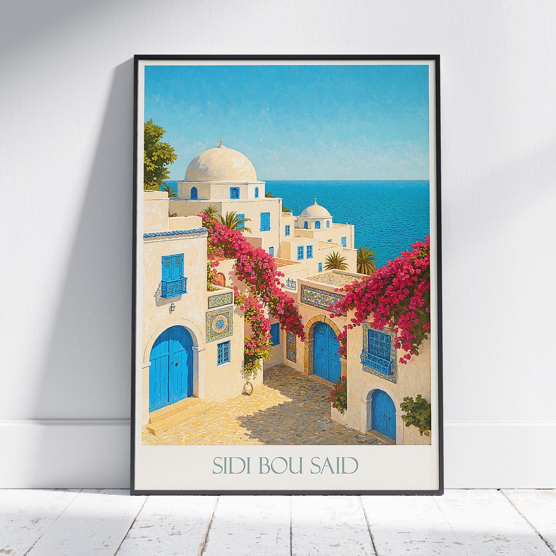 Sidi Bou Said Tunisia Blue Doors White Village Travel Poster