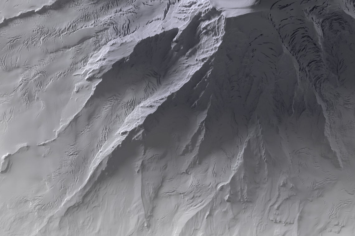 Mount Rainier Washington Grayscale Relief Summit Map Art Print - Image 2