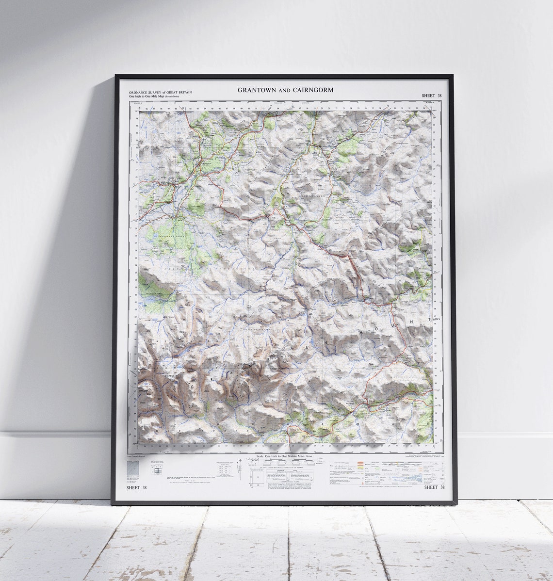 Grantown Cairngorm Ordnance Survey Vintage Map Relief Poster