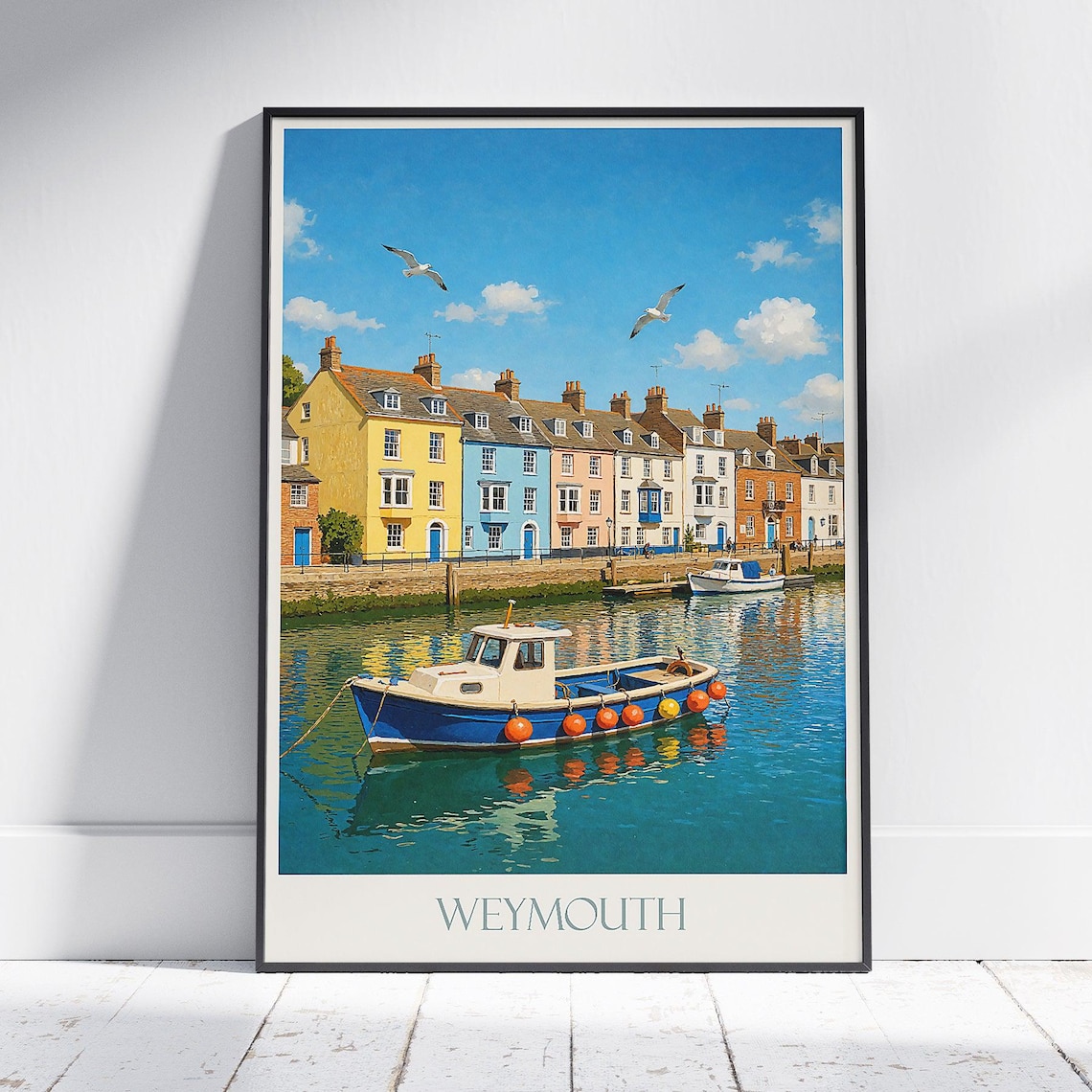 Weymouth Harbor Colorful Dorset Seaside Fishing Boat Travel Poster