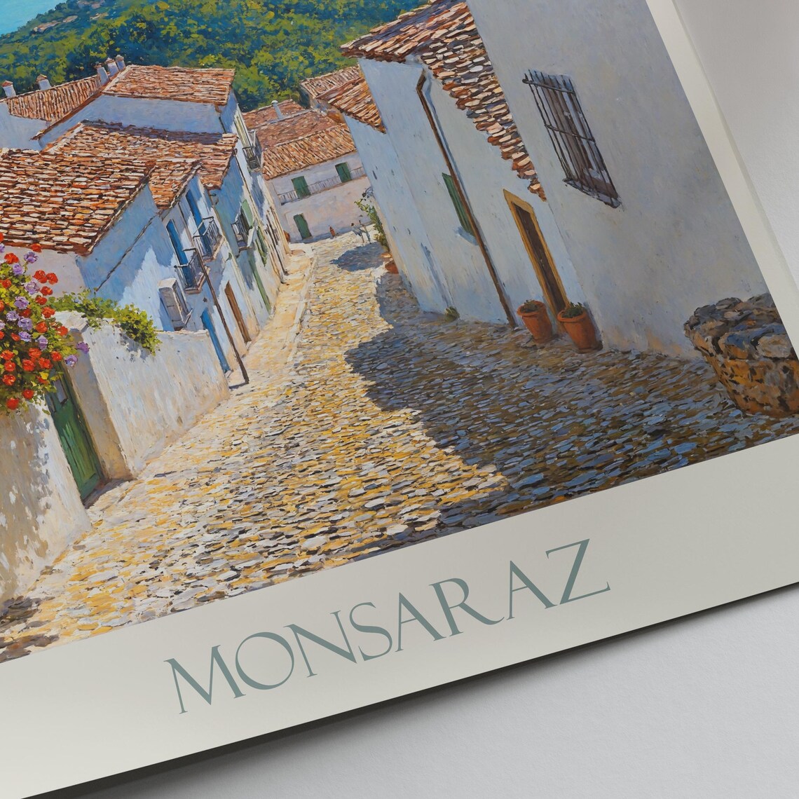 Monsaraz Portugal Stone Arch Cobbled Lane Lake View Travel Poster - Image 3