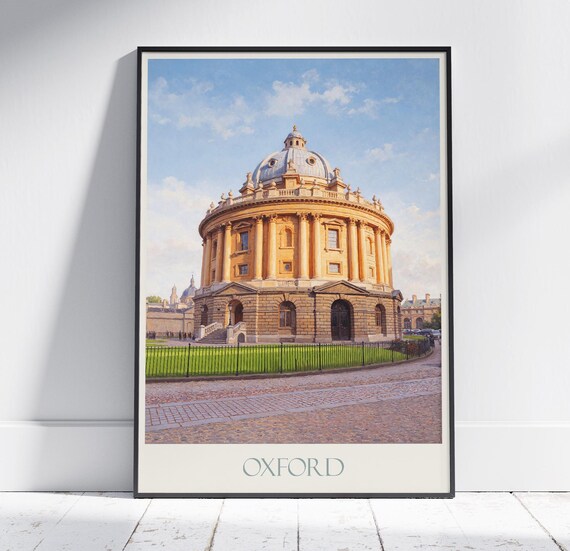 Oxford Travel Print Radcliffe Camera Travel Poster Painted Wall Art Home Decor Framed Personalized Print Vacation Travel Gift