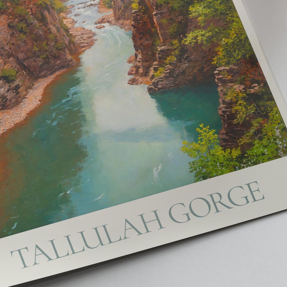 Tallulah Gorge Georgia Painted Travel Poster Bridge River Canyon - Image 2