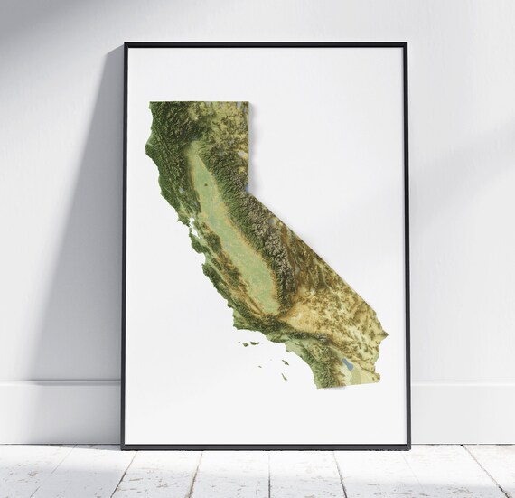 Map 2d Aerial Topographic Print Shaded Us State Poster Wall Art Modern Decor