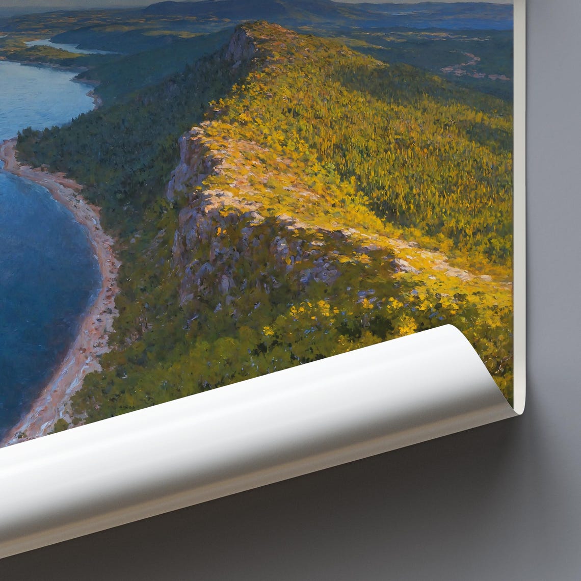 Höga Kusten Sweden High Coast Cliffs Aerial View Painted Nature Poster - Image 3