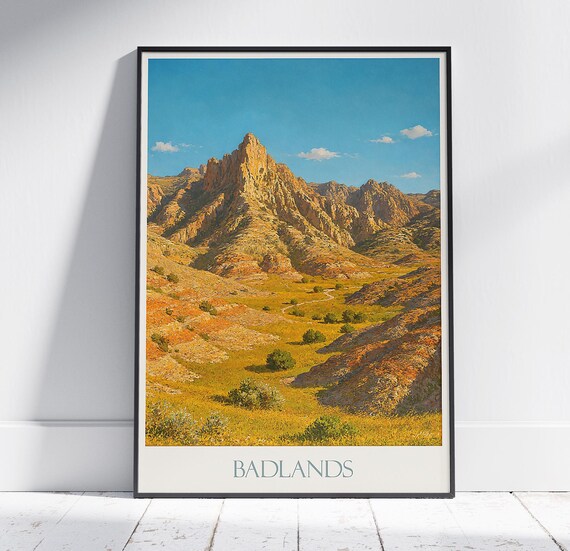Badlands National Park Rocky Spire Golden Valley Travel Poster