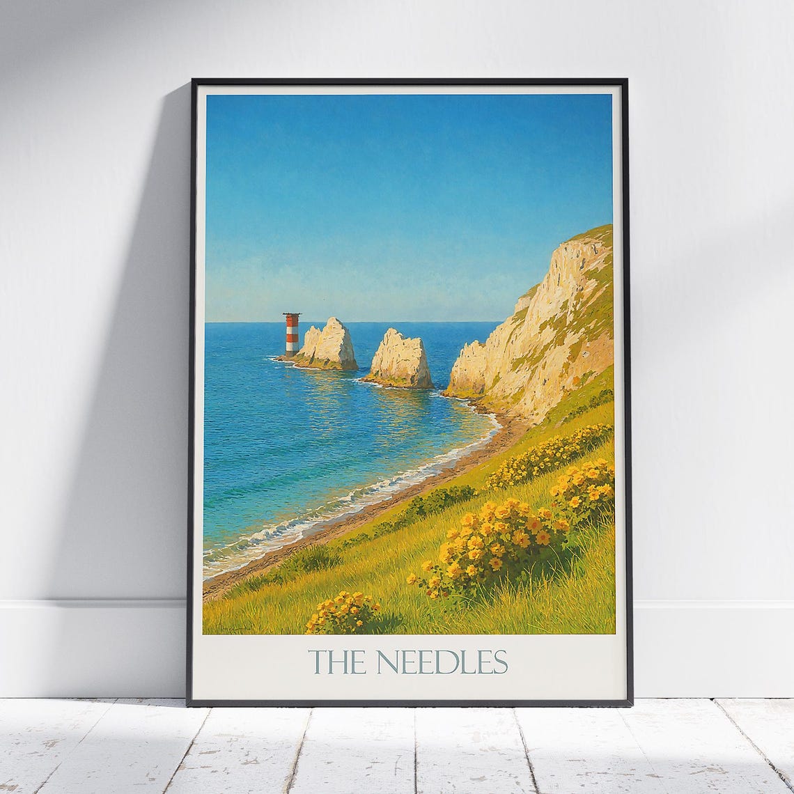 The Needles Isle of Wight Lighthouse Cliffs Travel Art Poster