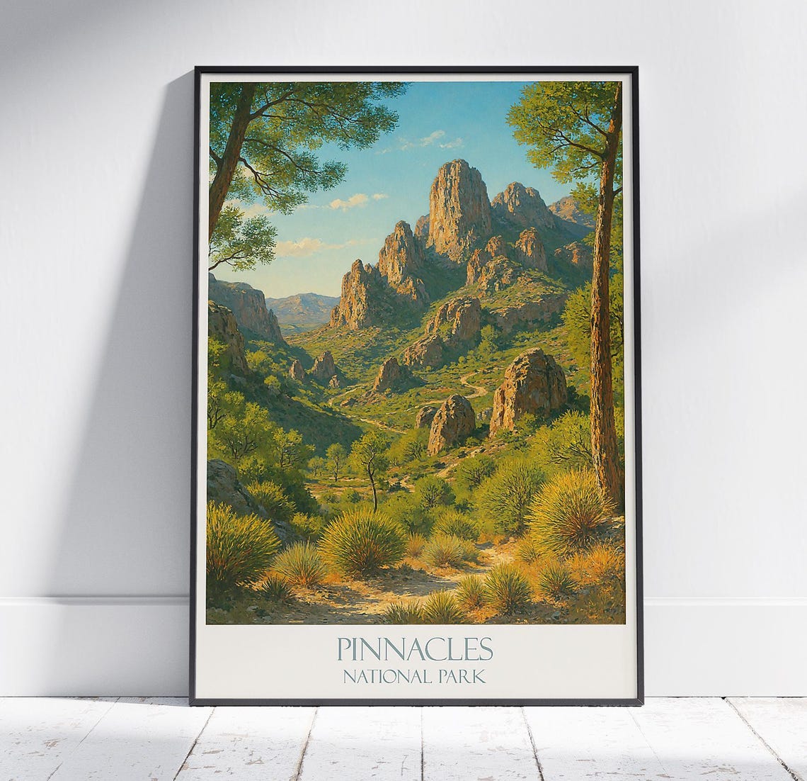 Pinnacles National Park Valley Vista Green Pines Vintage Travel Poster