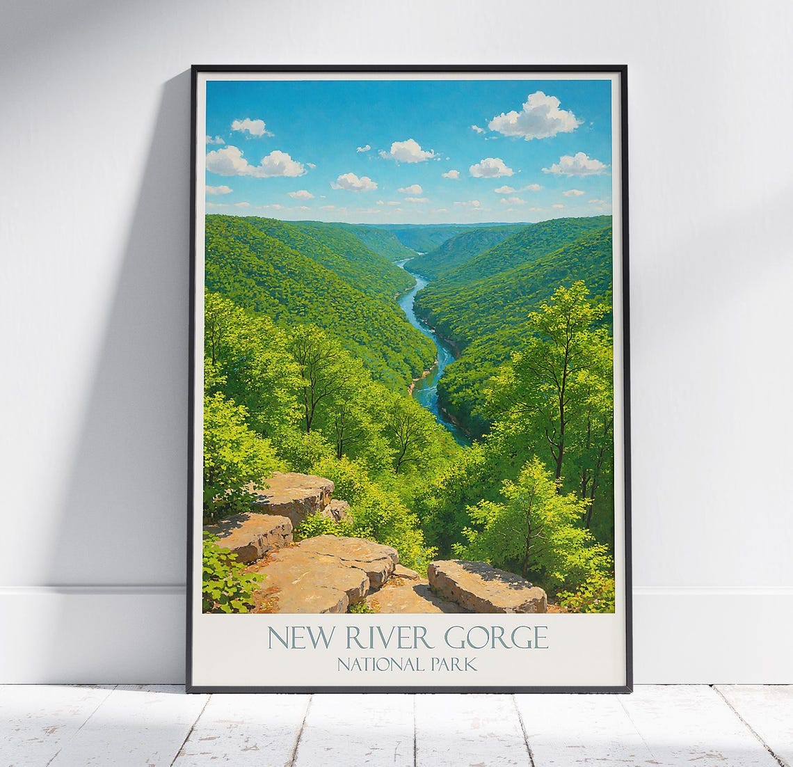 New River Gorge National Park River Valley Green Hills View Poster