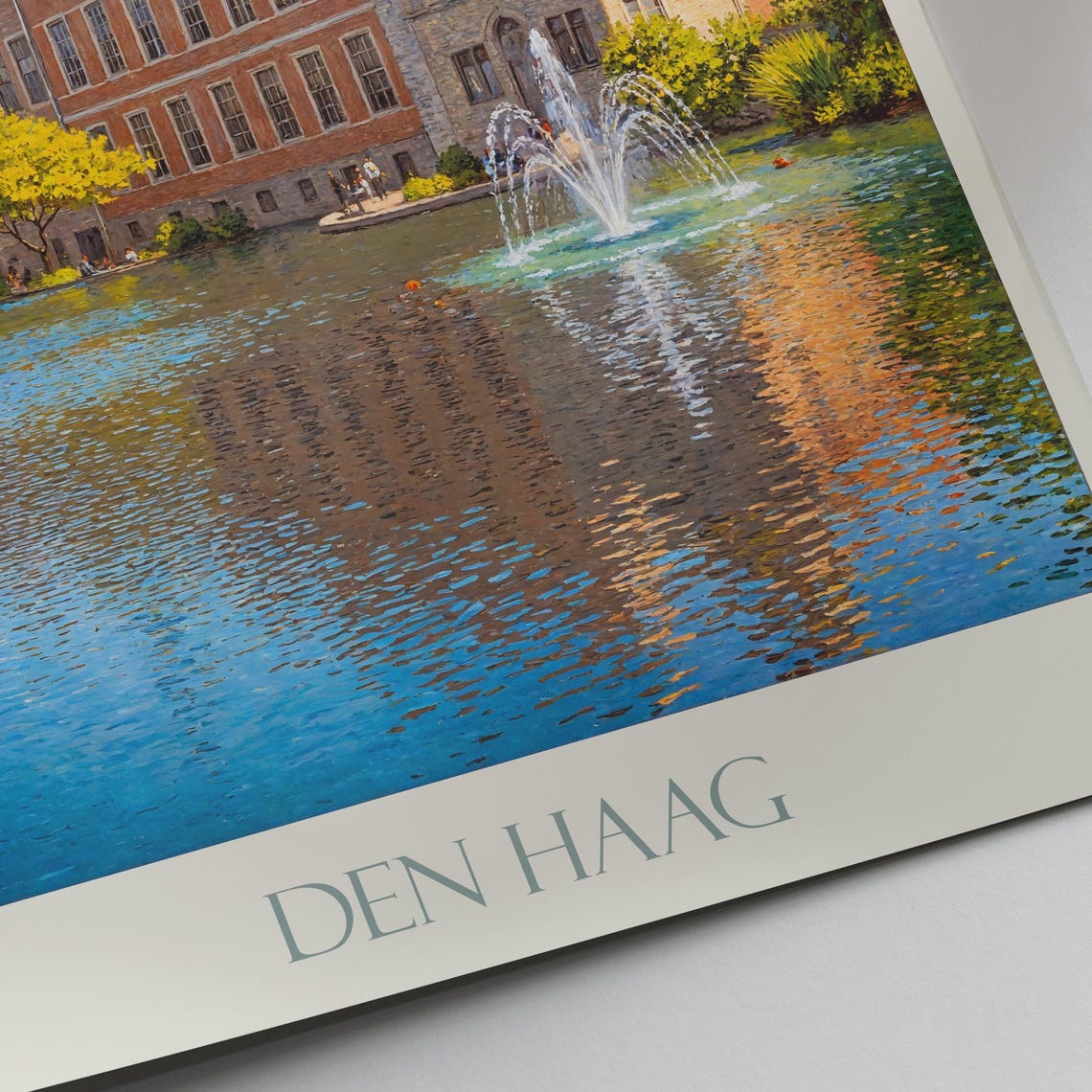 Den Haag Netherlands Binnenhof Palace Castle Pond Travel Poster - Image 2