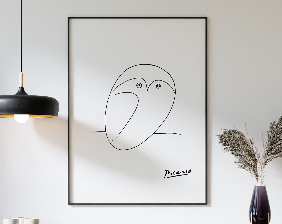 Picasso Owl Line Art Poster Print, Minimalist - Image 4