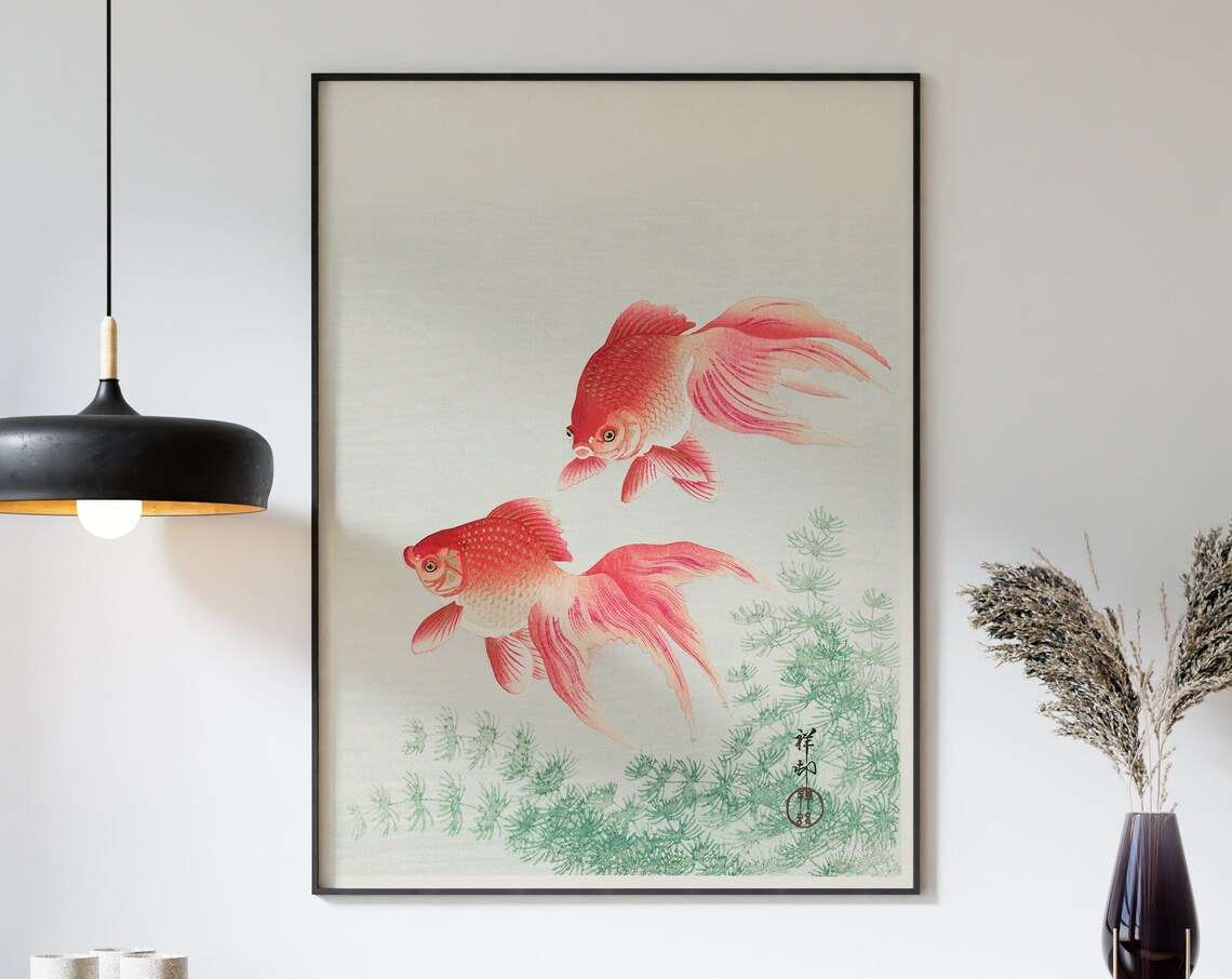 Two Goldfish Japanese Poster, Ohara Koson Art Print - Image 3