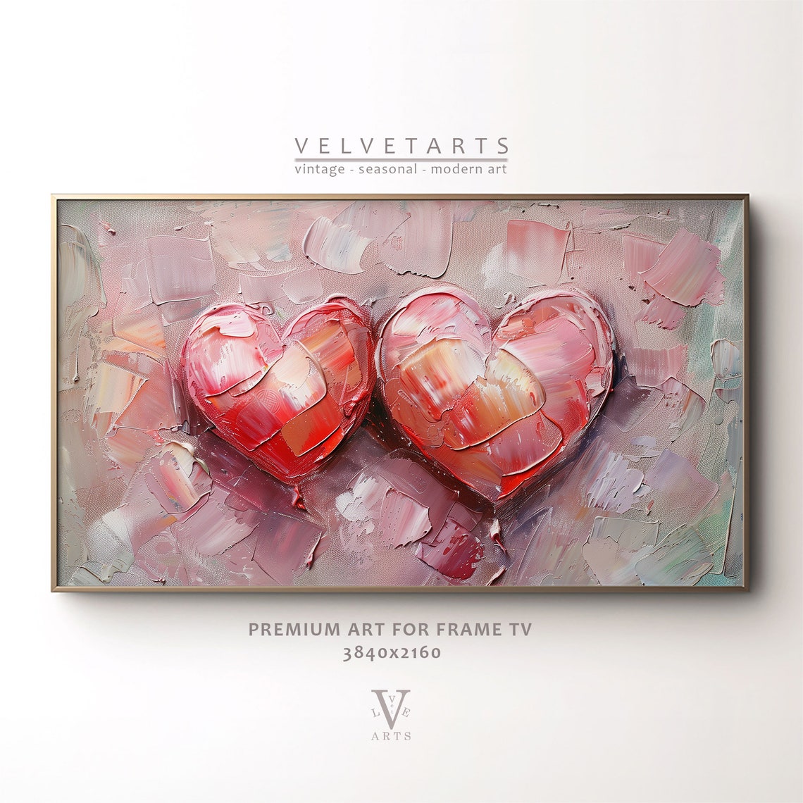 Frame Tv Art Valentines Day Art Bold Romance Abstract Textured Painting Spring Decor Tv0068