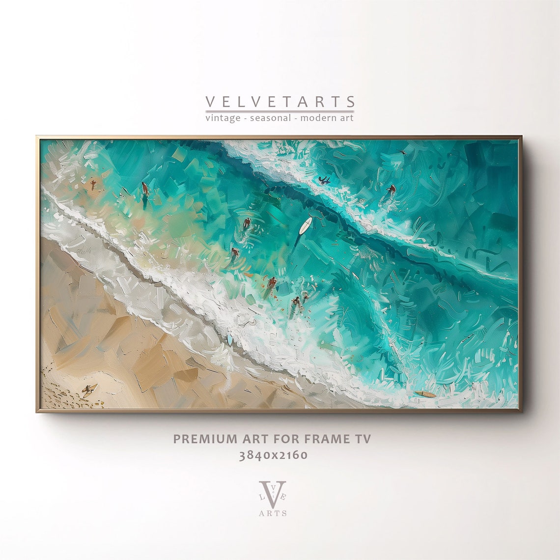 Frame Tv Art Summer Art Surf And Tide Beach Textured Painting Frame Tv Tv0002