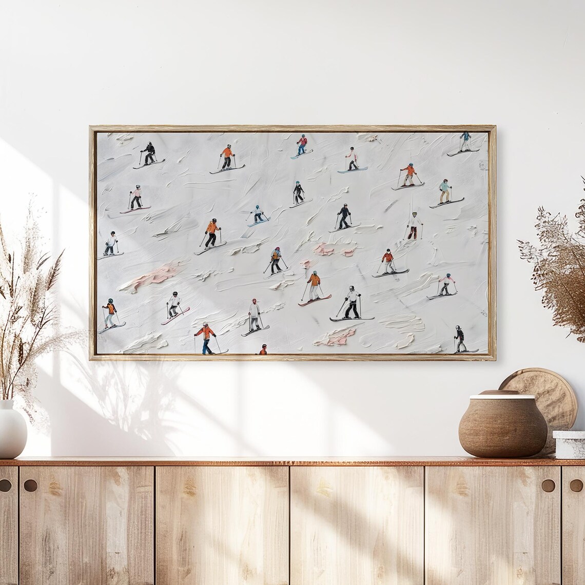 Frame Tv Art Skiers On Snowy Mountain Christmas Decor Winter Festive Painting Farmhouse Art Christmas Tv0193 - Image 3