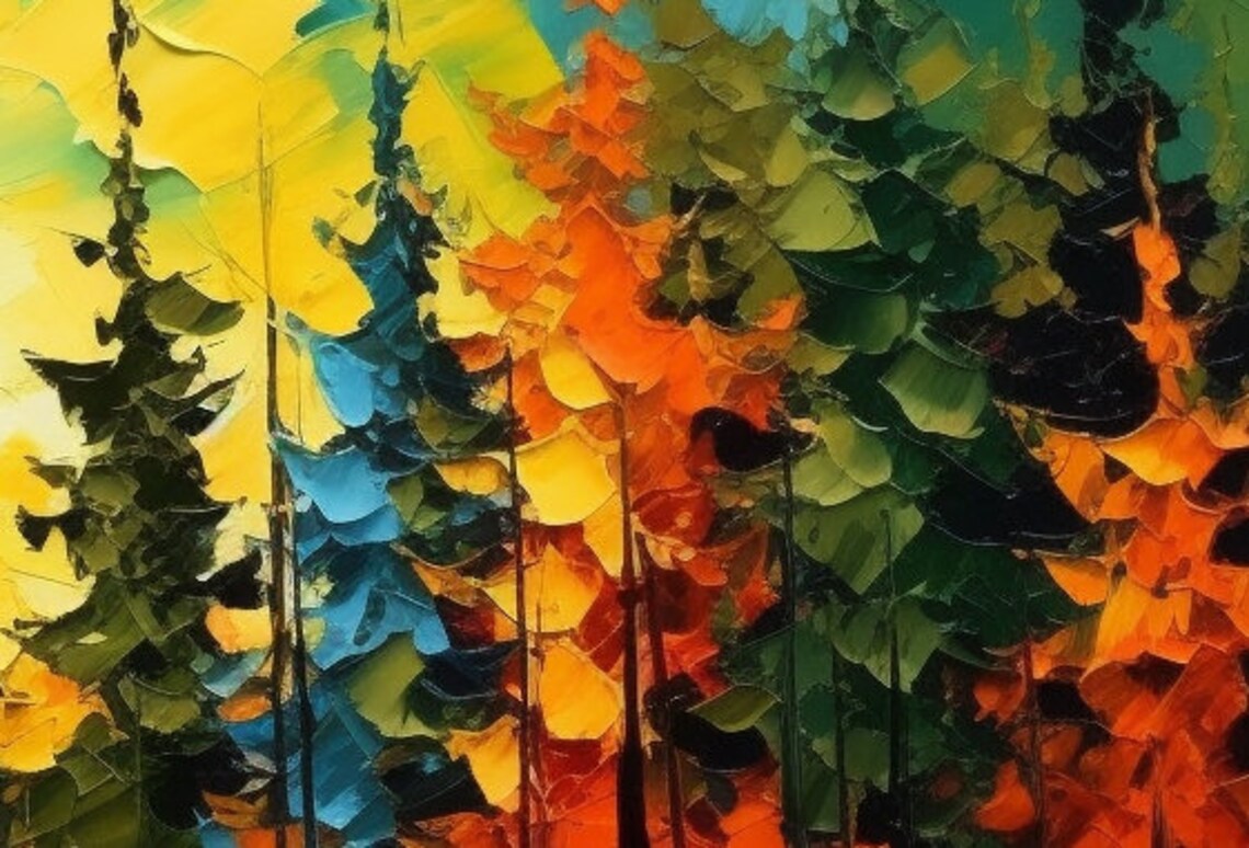 Custom Forest Oil Painting, Colorful Tree Wall Art Print - Image 6