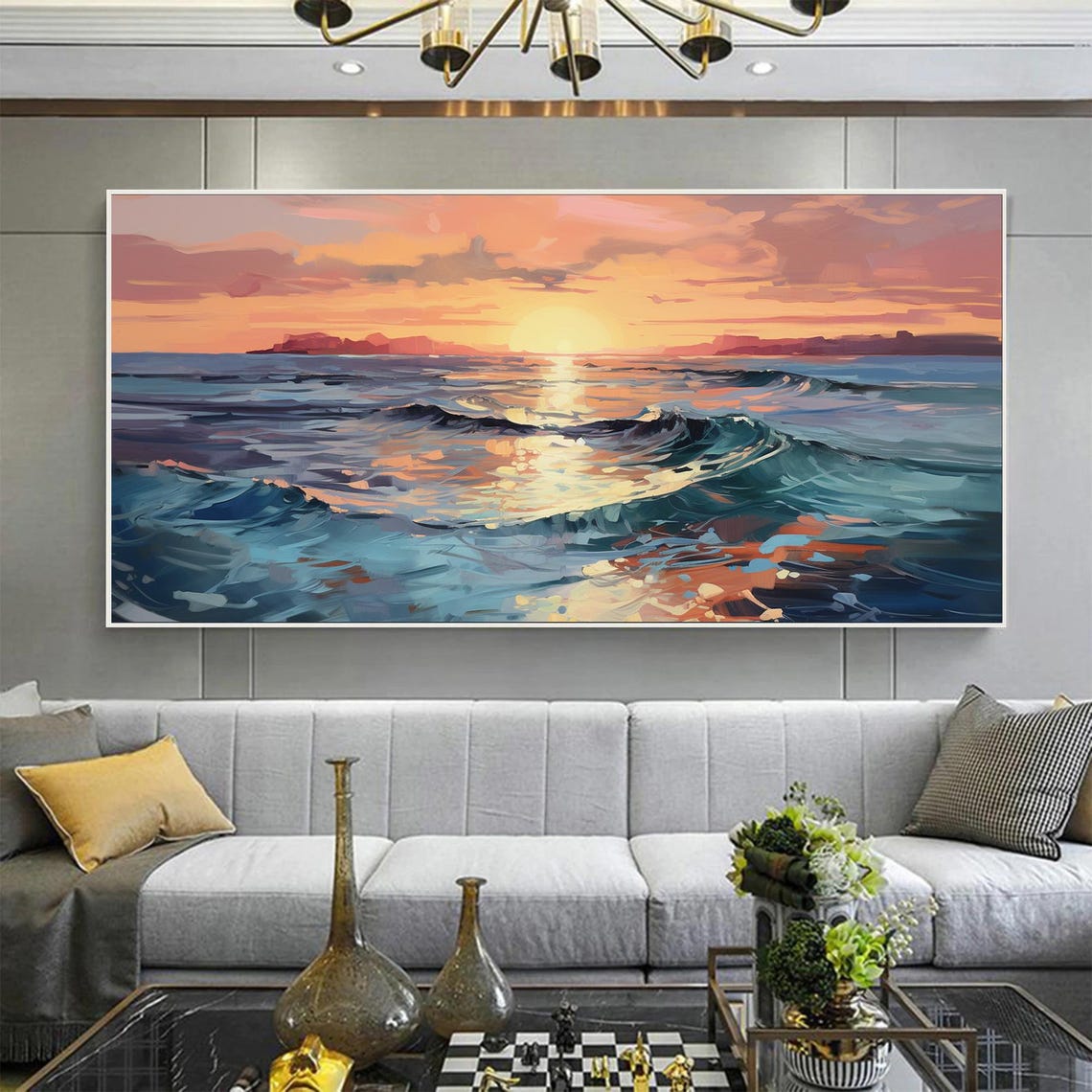 Golden Sunset Ocean Waves Reflecting Sunlight Seascape Poster - Image 7