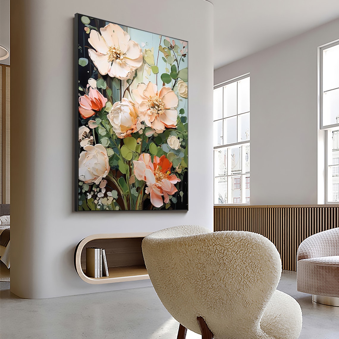 Abstract Flower Oil Painting, Minimalist Floral Print - Image 3