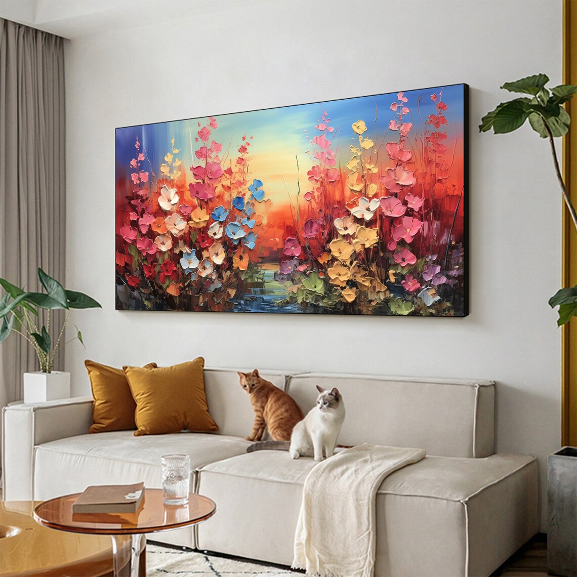 Abstract Flower Landscape, Custom Oil Painting Art Print - Image 4