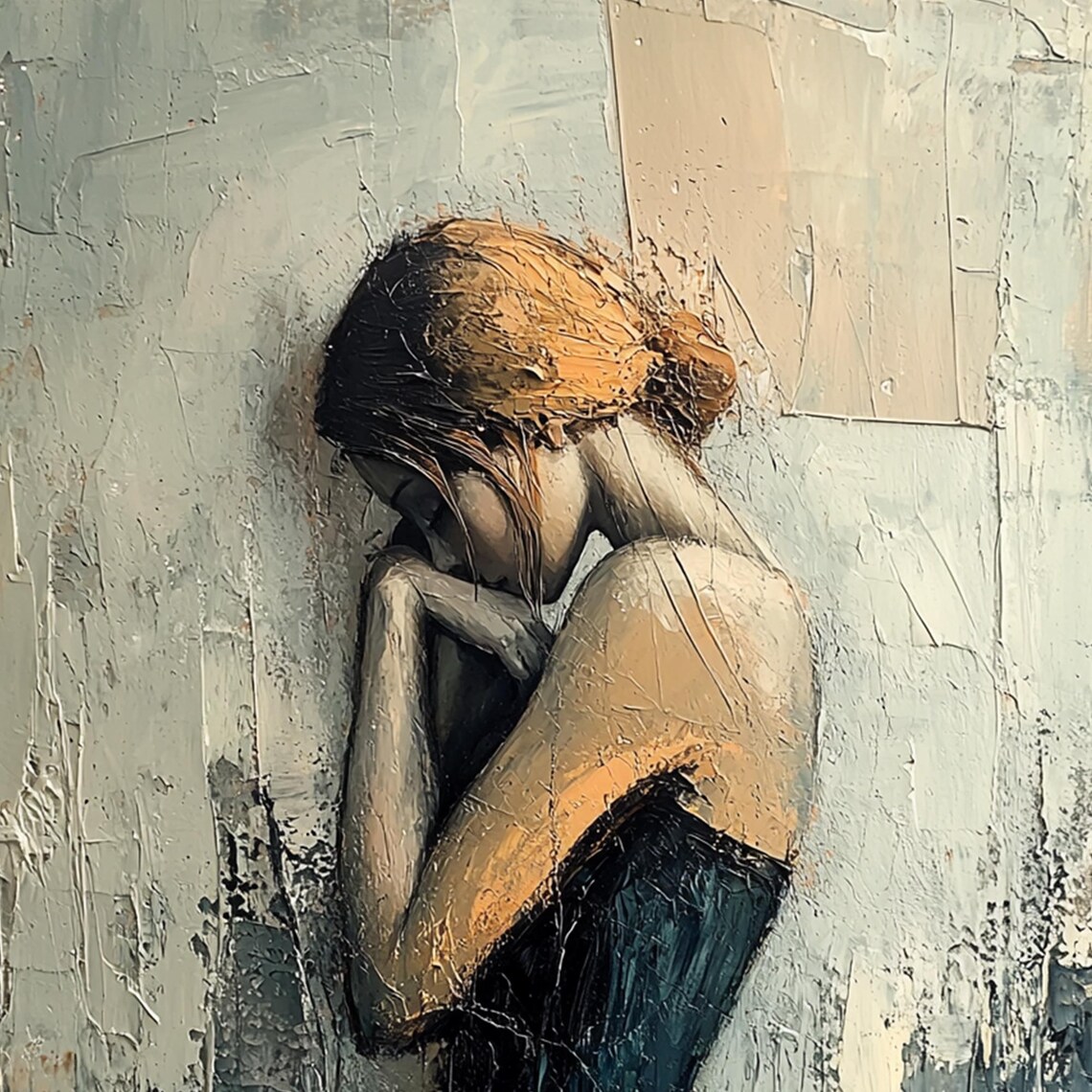Blonde Girl Abstract Oil-Painting Portrait Art Print - Image 6