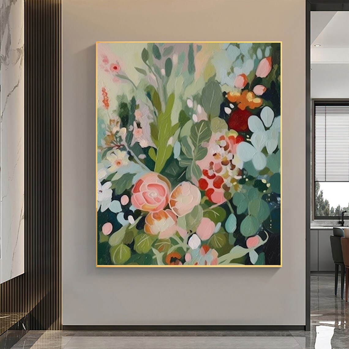 Green Flowers Boho Abstract Floral Wall Art Print - Image 7