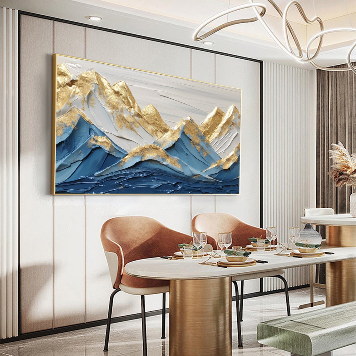 Large Original Mountains Oil Painting On Wall Art Abstract Golden Landscape Painting Custom Painting Living Room Wall Decor - Image 4