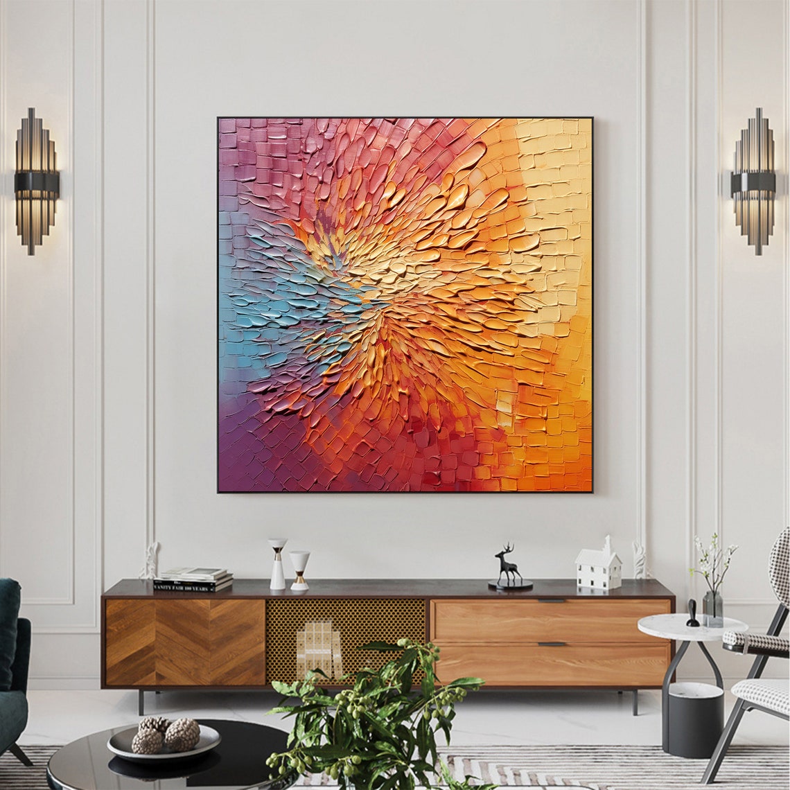 Firework Petal Burst Orange Yellow Pink Abstract Texture Poster - Image 4