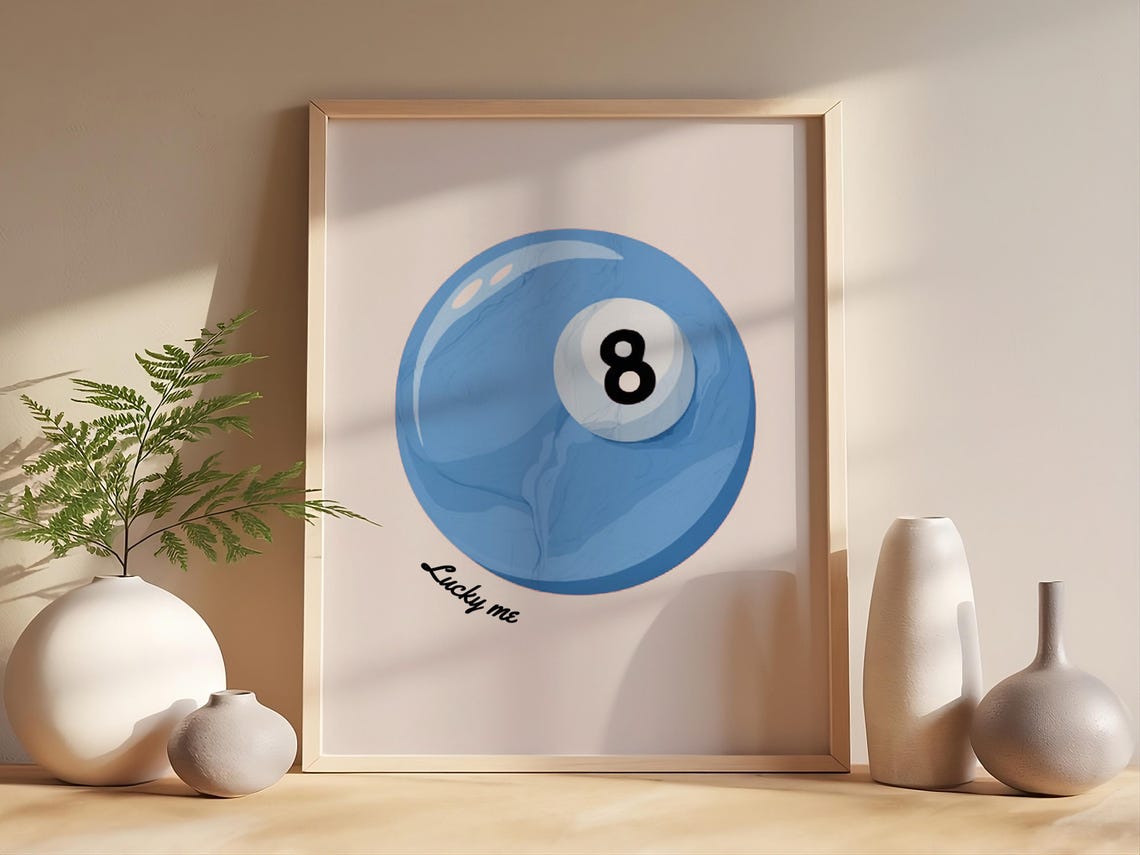 Feeling Lucky Red 8 Ball Maximalist Retro Style Game Room Poster - Image 2